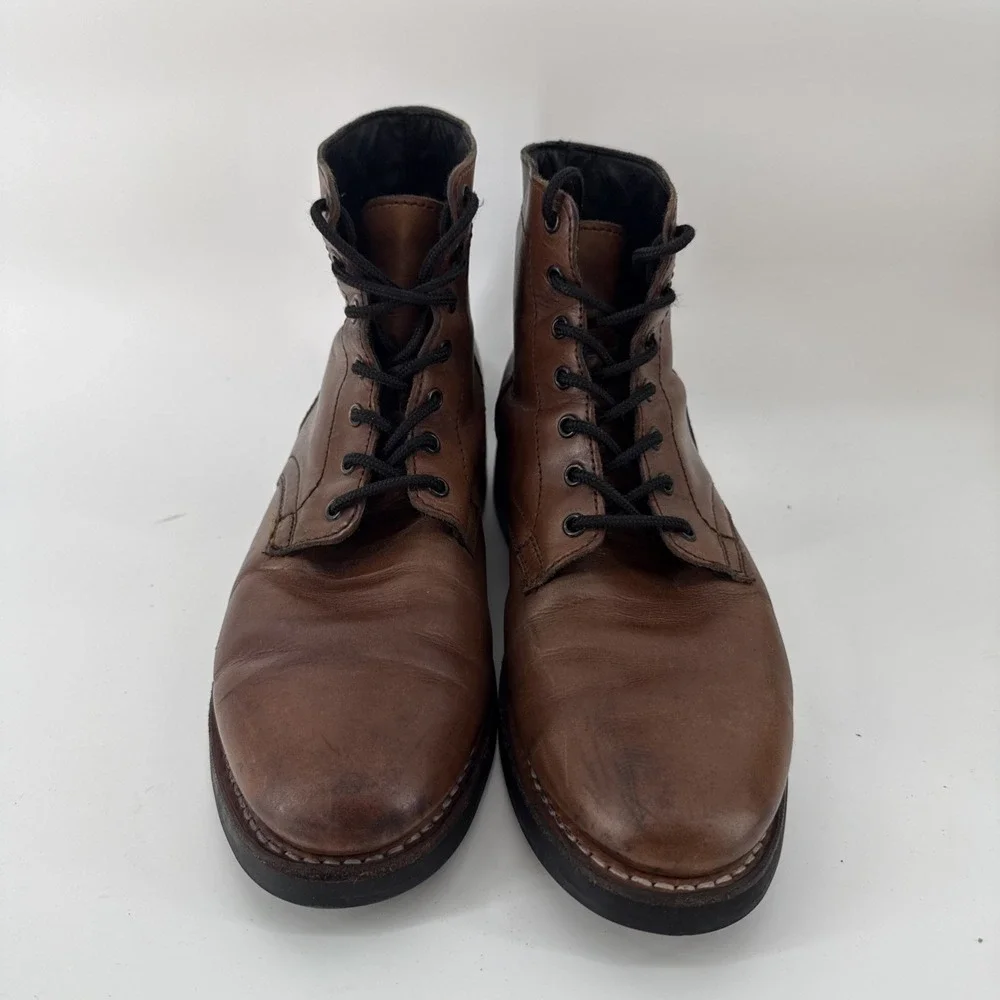 Thursday Everyday Captain Boots Men 9 Brown Leather Cap Toe Lace Up Ankle